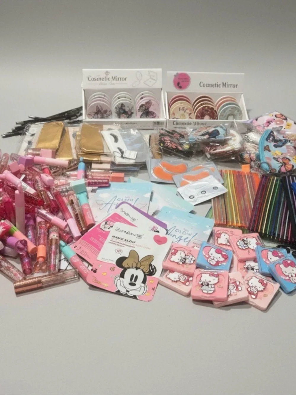 Large Assorted Make up Bundle Set – Lippies, Cosmetic Mirror and Face Masks